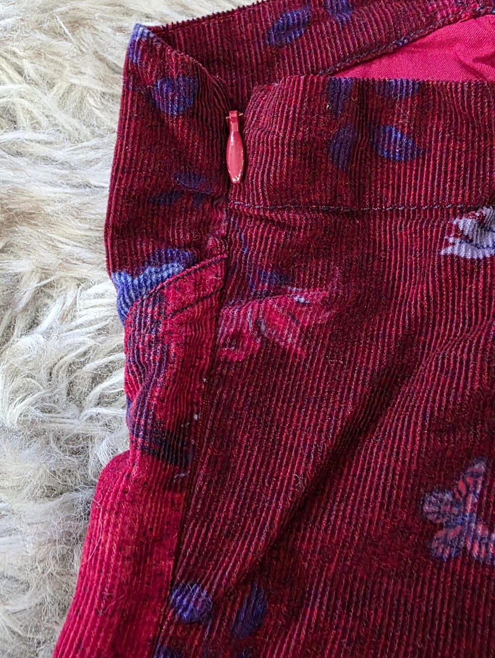 Free People Gail Midi‎ Dress Scarlet Combo Colorblocked Floral Corduroy - Picture 13 of 16